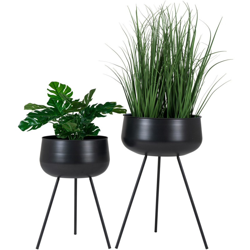 Cache pot sur pieds moderne Métal Noir Ardola (Lot de 2) 
