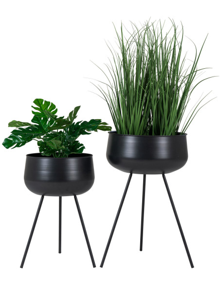 Cache pot sur pieds moderne Métal Noir Ardola (Lot de 2) 