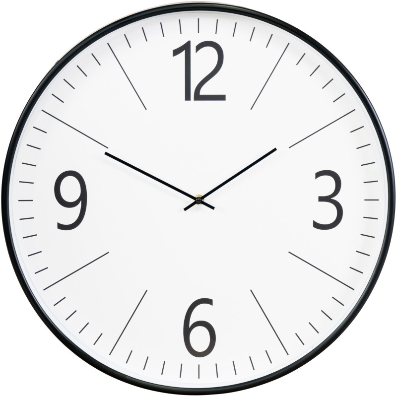 Grande Horloge murale silencieuse 51 cm Plastique Noir Blanc Verre Biel 