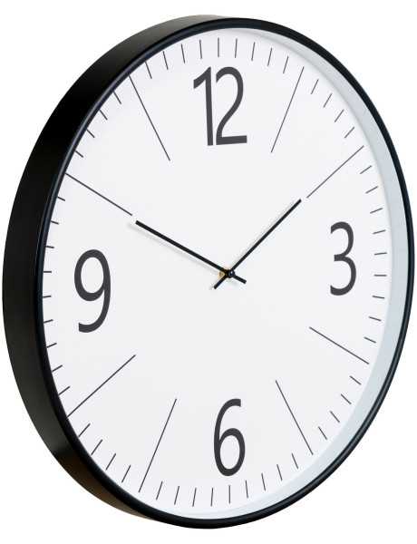 Grande Horloge murale silencieuse 51 cm Plastique Noir Blanc Verre Biel 
