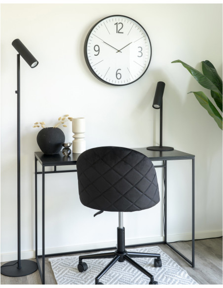 Grande Horloge murale silencieuse 51 cm Plastique Noir Blanc Verre Biel 