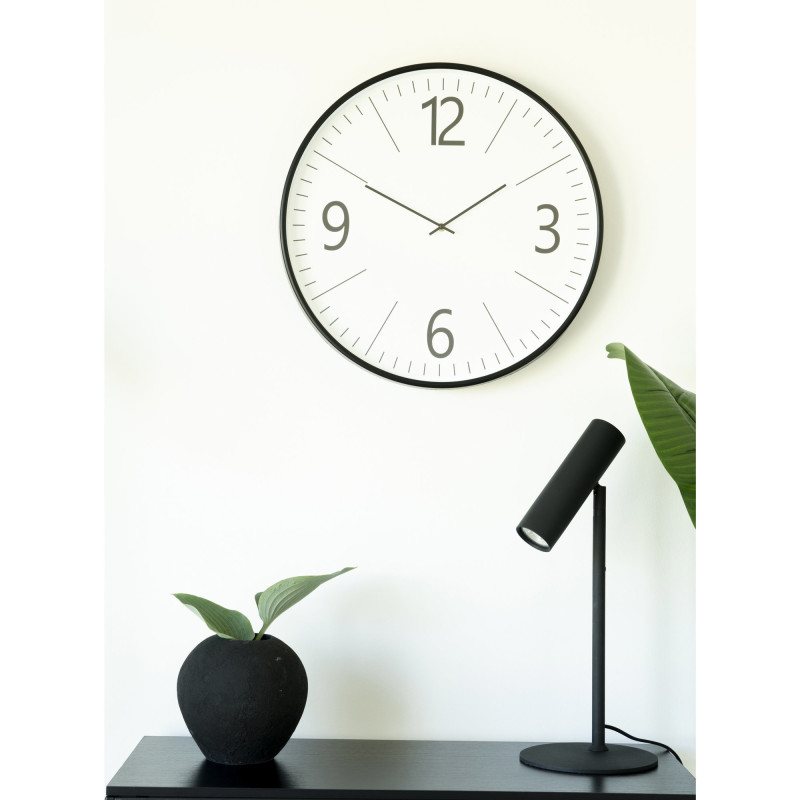 Grande Horloge murale silencieuse 51 cm Plastique Noir Blanc Verre Biel 