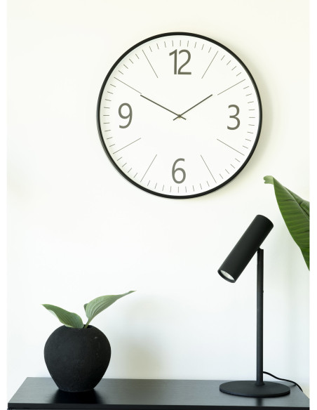 Grande Horloge murale silencieuse 51 cm Plastique Noir Blanc Verre Biel 