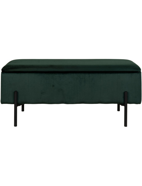 Banquette moderne Coffre de rangement 2 places Velours Vert Métal Noir Watford 