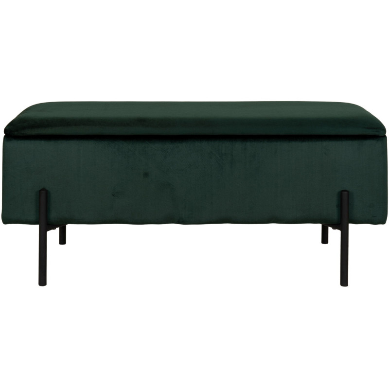 Banquette moderne Coffre de rangement 2 places Velours Vert Métal Noir Watford 
