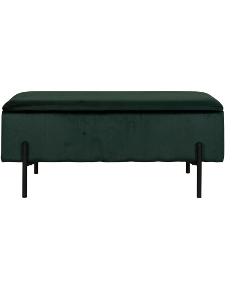 Banquette moderne Coffre de rangement 2 places Velours Vert Métal Noir Watford 