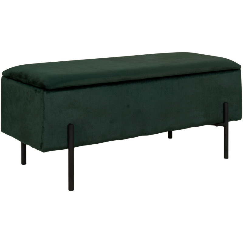 Banquette moderne Coffre de rangement 2 places Velours Vert Métal Noir Watford 
