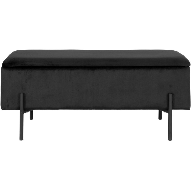 Banquette moderne Coffre de rangement 2 places Velours Noir Métal Noir Watford 