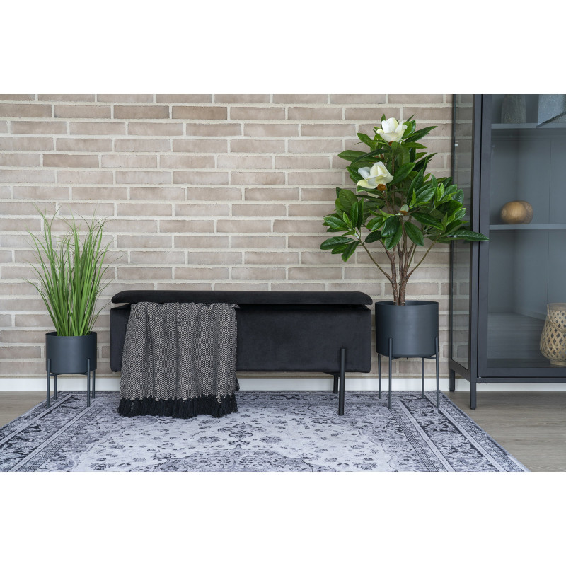 Banquette moderne Coffre de rangement 2 places Velours Noir Métal Noir Watford 