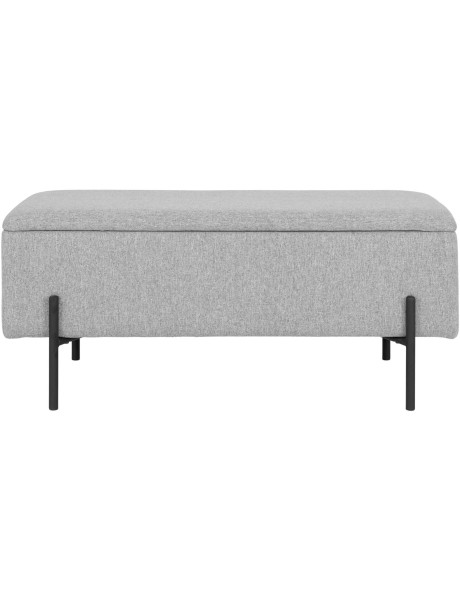 Banquette moderne Coffre de rangement 2 places Tissu Gris clair Métal Noir Watford 