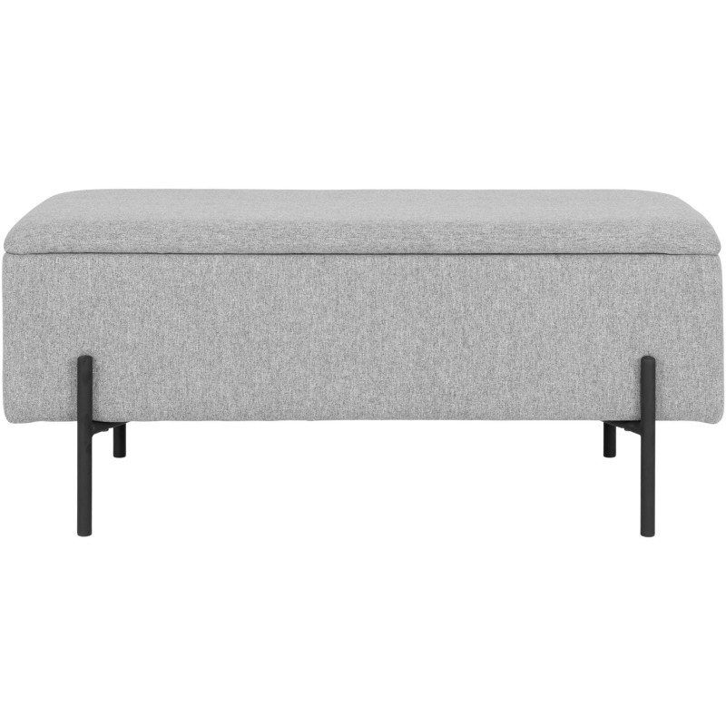 Banquette moderne Coffre de rangement 2 places Tissu Gris clair Métal Noir Watford 