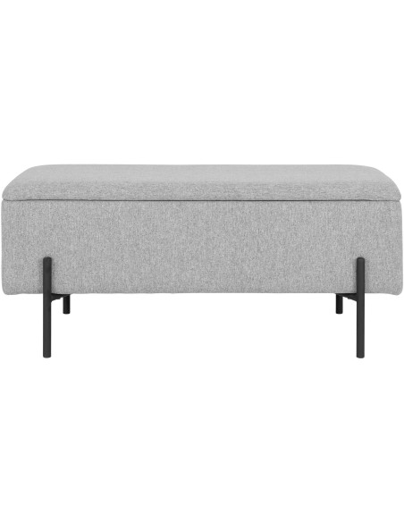 Banquette moderne Coffre de rangement 2 places Tissu Gris clair Métal Noir Watford 