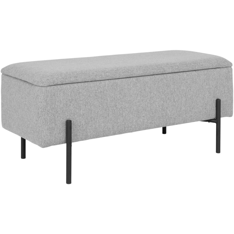 Banquette moderne Coffre de rangement 2 places Tissu Gris clair Métal Noir Watford 