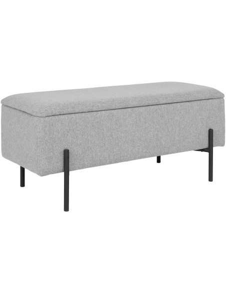 Banquette moderne Coffre de rangement 2 places Tissu Gris clair Métal Noir Watford 