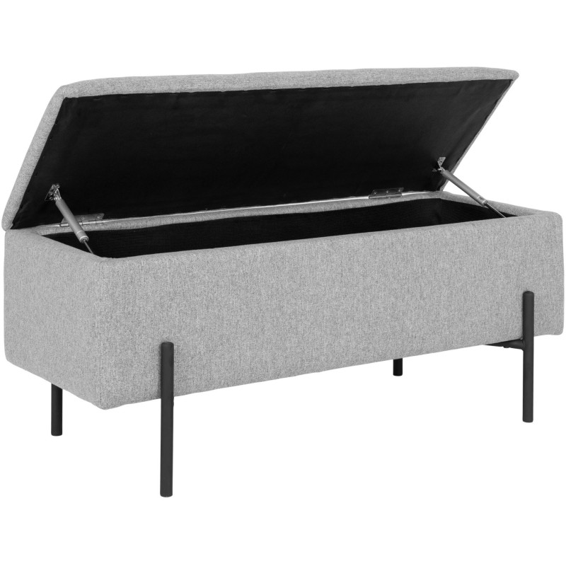 Banquette moderne Coffre de rangement 2 places Tissu Gris clair Métal Noir Watford 