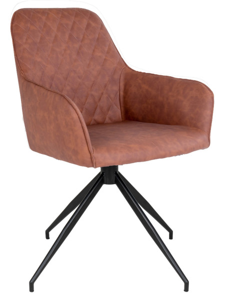 Fauteuil de table pivotant Polyuréthane Marron Vieilli Métal Noir Harbo 