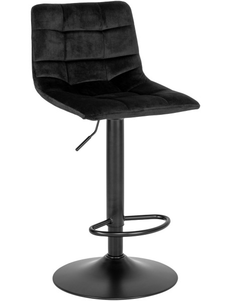 Tabouret de bar moderne réglable Velours Noir Métal Noir Middelfart (Lot de 2) 