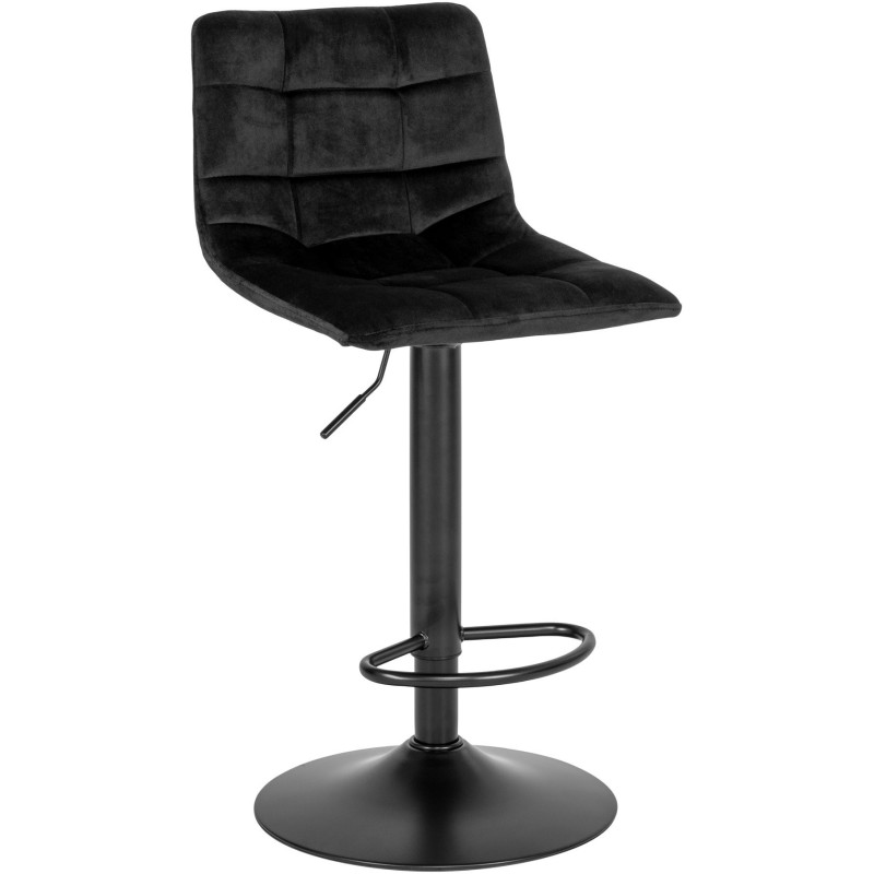Tabouret de bar moderne réglable Velours Noir Métal Noir Middelfart (Lot de 2) 