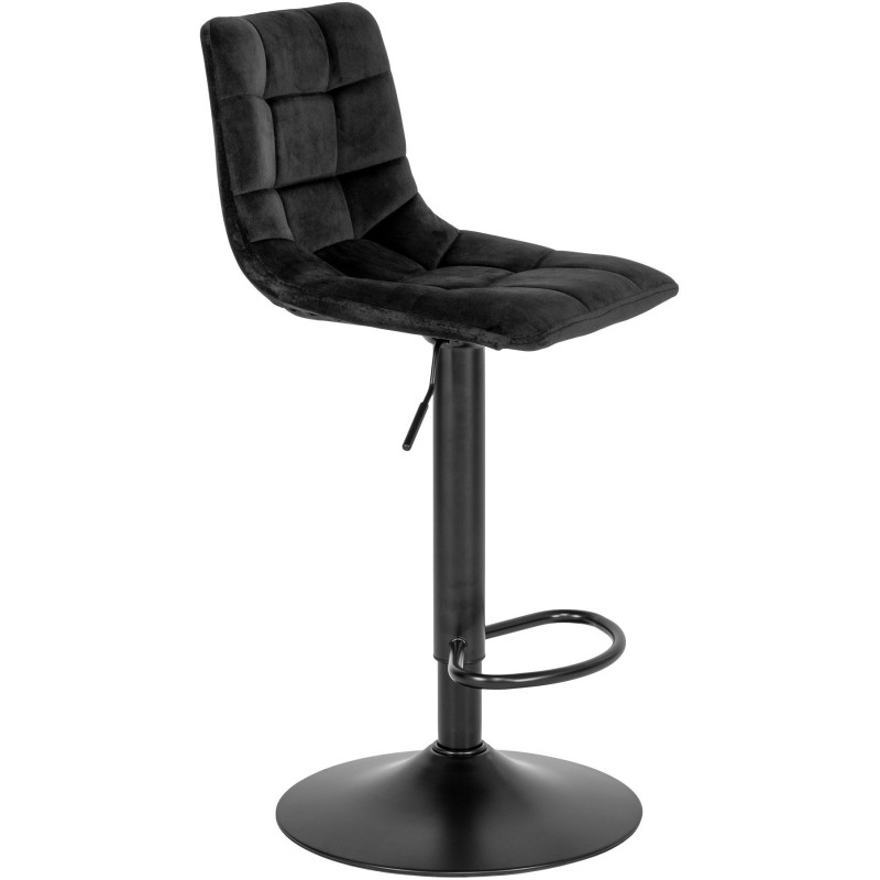 Tabouret de bar moderne réglable Velours Noir Métal Noir Middelfart (Lot de 2) 