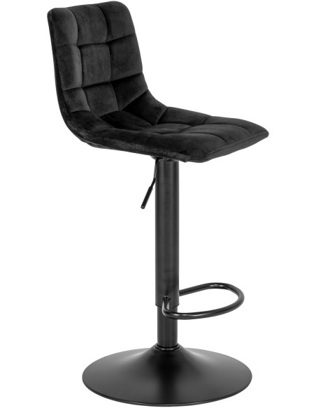 Tabouret de bar moderne réglable Velours Noir Métal Noir Middelfart (Lot de 2) 