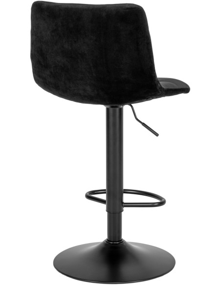 Tabouret de bar moderne réglable Velours Noir Métal Noir Middelfart (Lot de 2) 