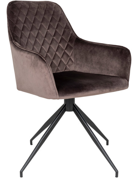 Fauteuil de table pivotant Velours Marron Matelassé Métal Noir Harbo 