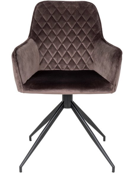 Fauteuil de table pivotant Velours Marron Matelassé Métal Noir Harbo 