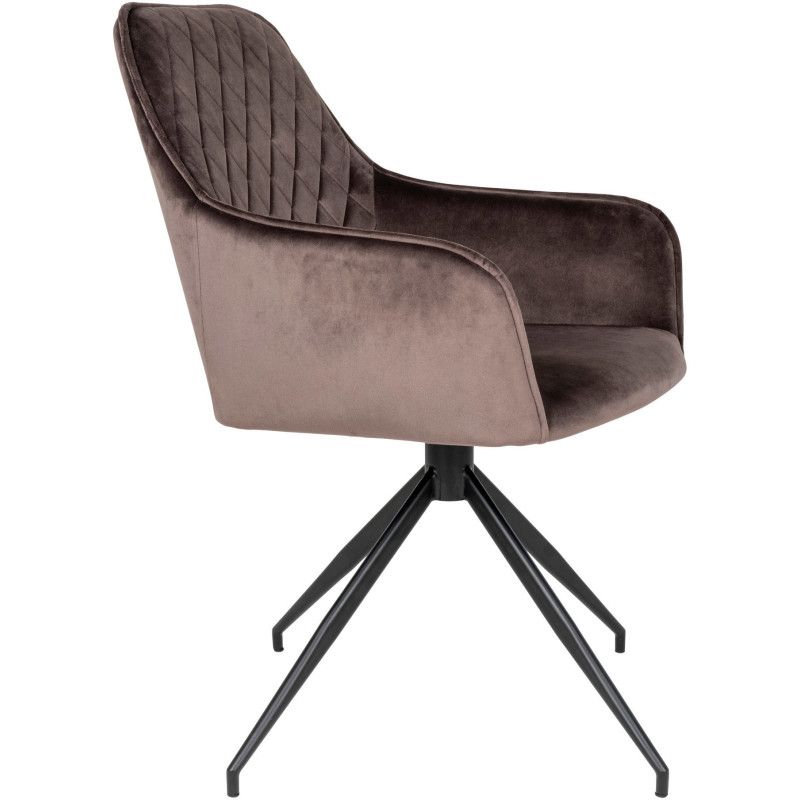 Fauteuil de table pivotant Velours Marron Matelassé Métal Noir Harbo 