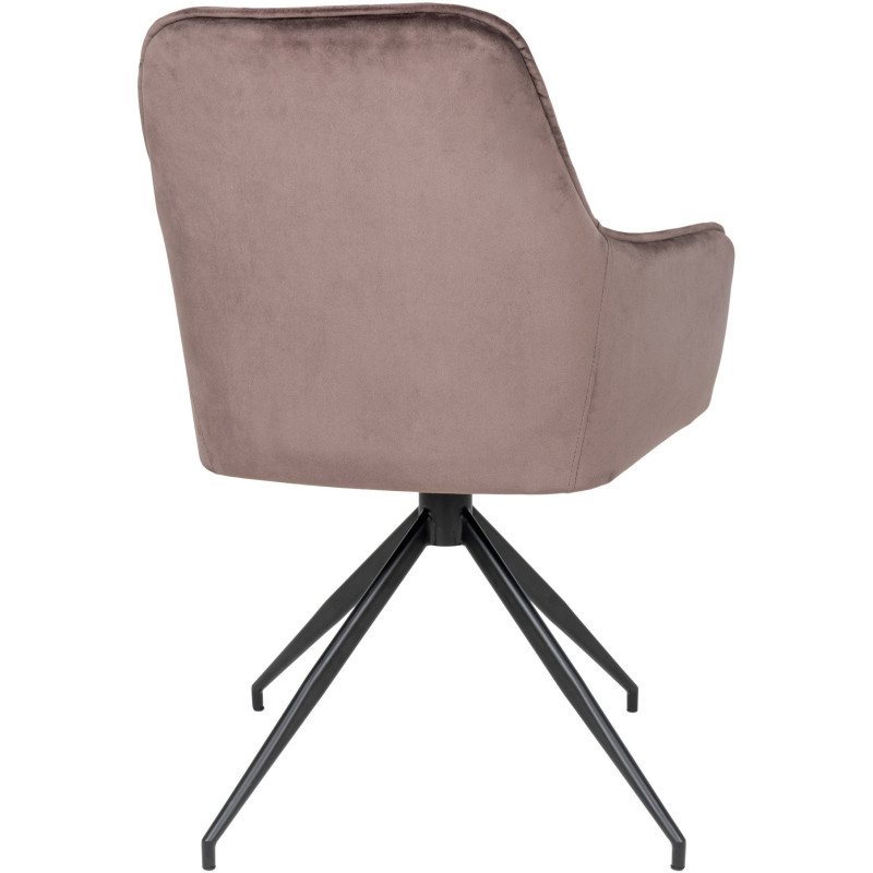 Fauteuil de table pivotant Velours Marron Matelassé Métal Noir Harbo 