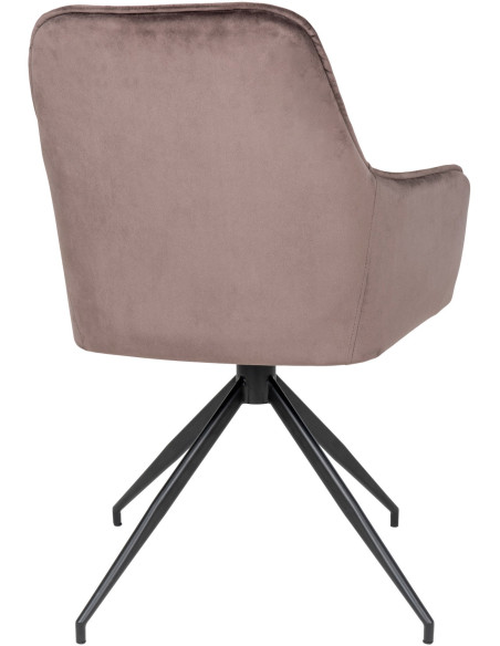 Fauteuil de table pivotant Velours Marron Matelassé Métal Noir Harbo 