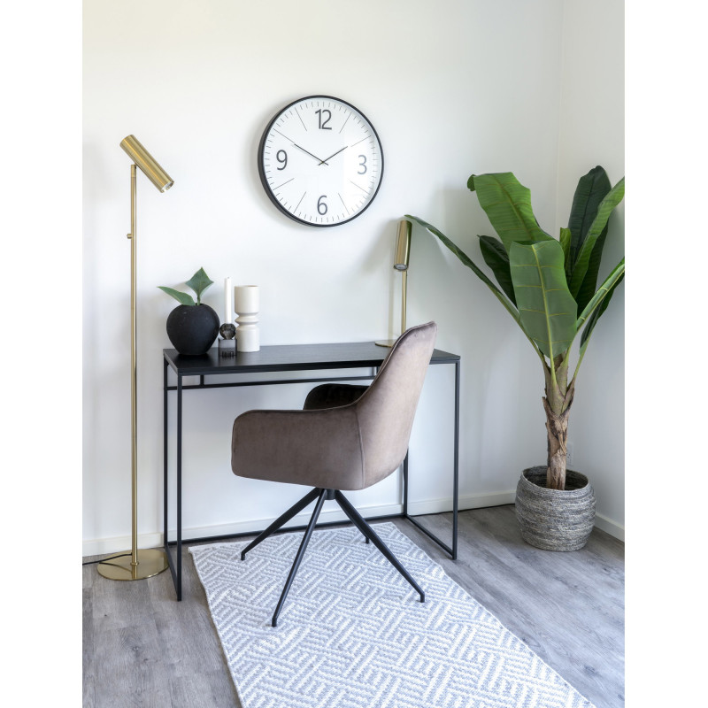 Fauteuil de table pivotant Velours Marron Matelassé Métal Noir Harbo 