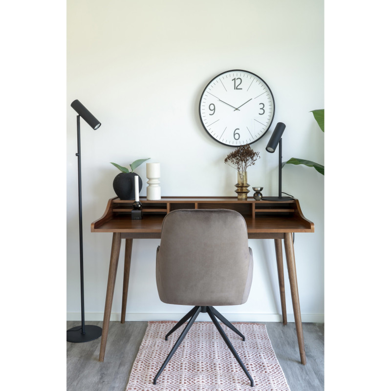 Fauteuil de table pivotant Velours Marron Matelassé Métal Noir Harbo 