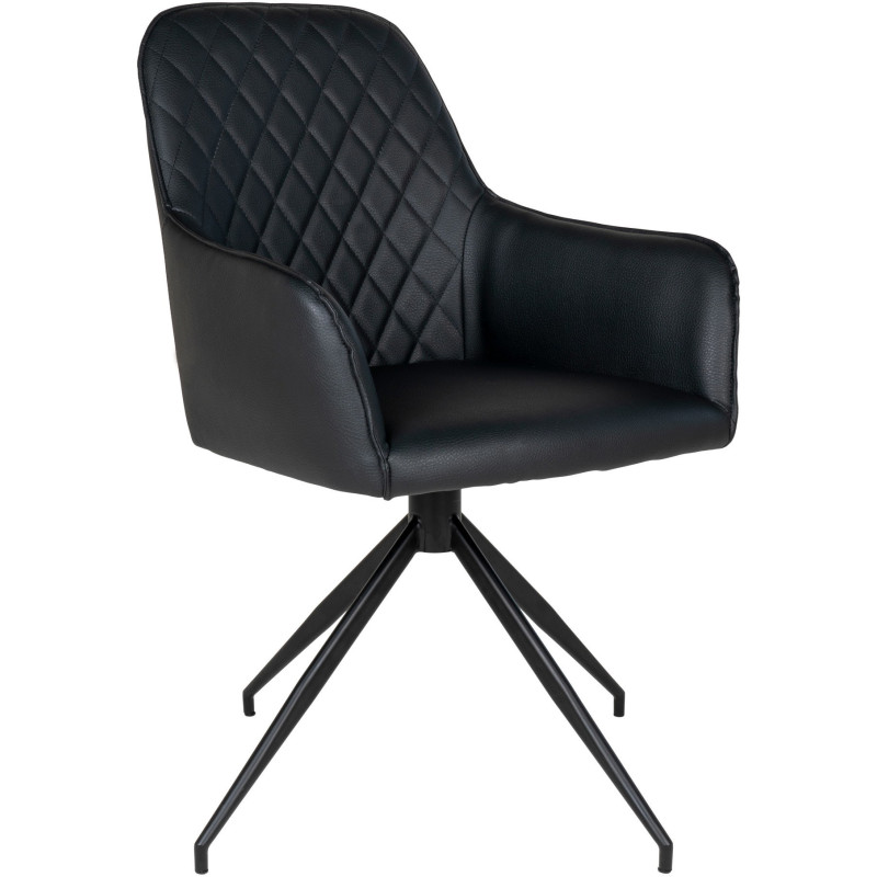 Fauteuil de table pivotant Polyuréthane Noir Matelassé Métal Noir Harbo House Nordic - 1