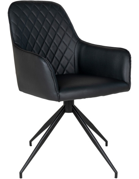 Fauteuil de table pivotant Polyuréthane Noir Matelassé Métal Noir Harbo House Nordic - 1