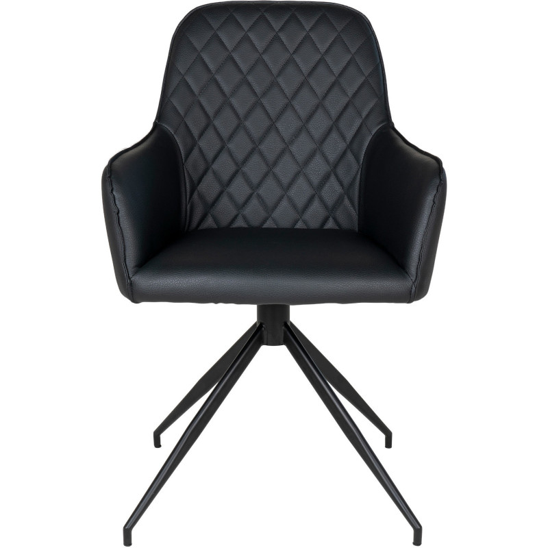 Fauteuil de table pivotant Polyuréthane Noir Matelassé Métal Noir Harbo House Nordic - 2