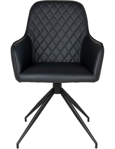 Fauteuil de table pivotant Polyuréthane Noir Matelassé Métal Noir Harbo House Nordic - 2