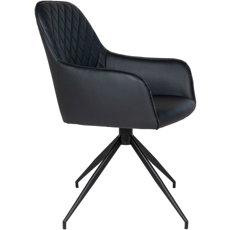 Fauteuil de table pivotant Polyuréthane Noir Matelassé Métal Noir Harbo House Nordic - 3