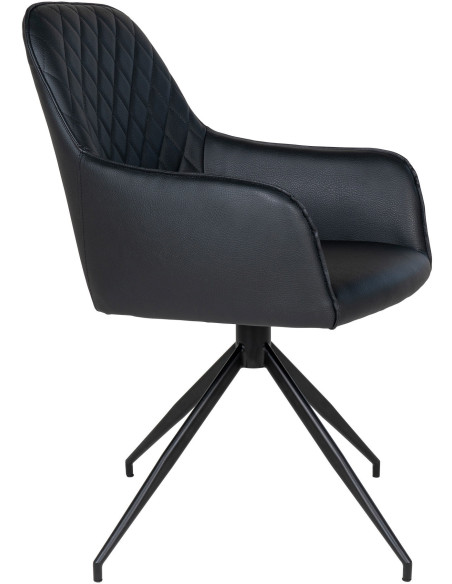 Fauteuil de table pivotant Polyuréthane Noir Matelassé Métal Noir Harbo House Nordic - 3