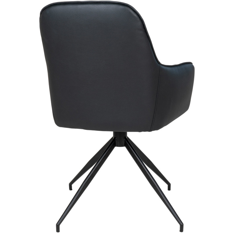 Fauteuil de table pivotant Polyuréthane Noir Matelassé Métal Noir Harbo House Nordic - 4