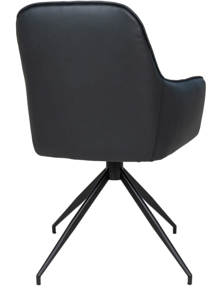 Fauteuil de table pivotant Polyuréthane Noir Matelassé Métal Noir Harbo House Nordic - 4