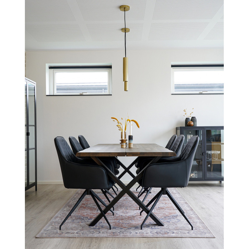Fauteuil de table pivotant Polyuréthane Noir Matelassé Métal Noir Harbo House Nordic - 6