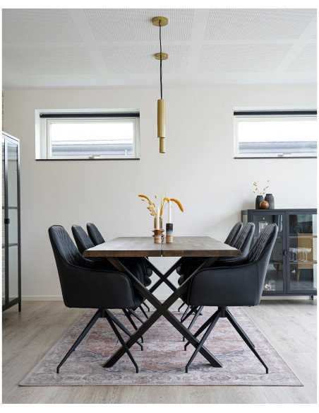Fauteuil de table pivotant Polyuréthane Noir Matelassé Métal Noir Harbo House Nordic - 6
