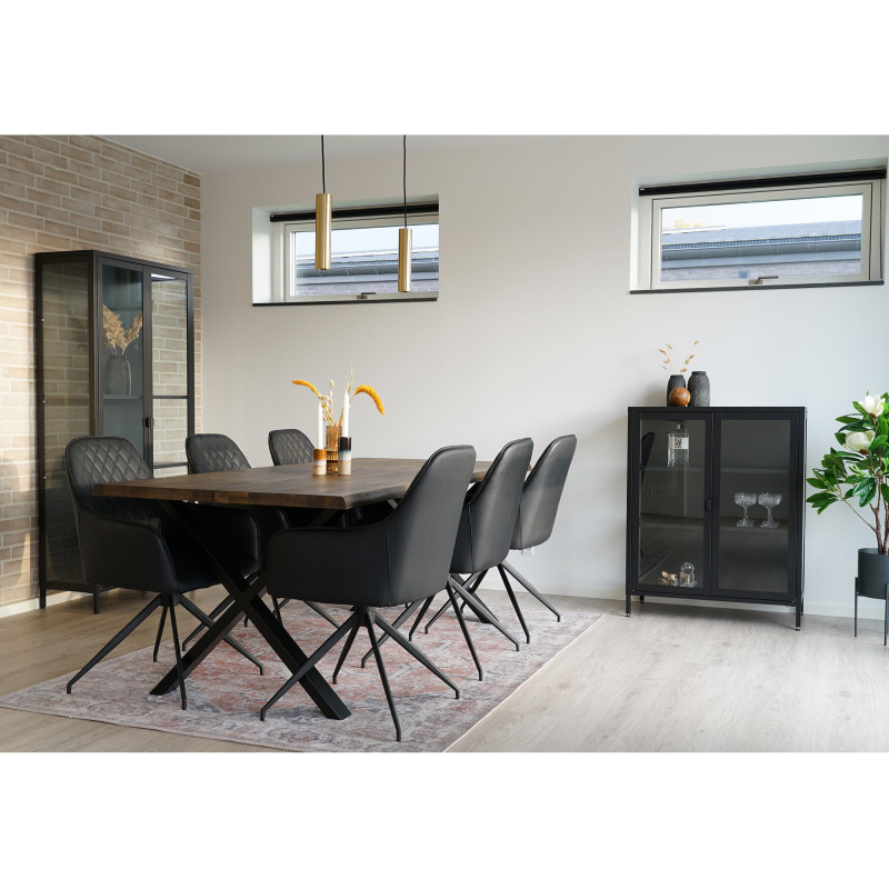 Fauteuil de table pivotant Polyuréthane Noir Matelassé Métal Noir Harbo House Nordic - 7