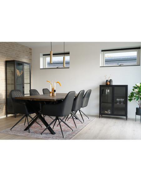 Fauteuil de table pivotant Polyuréthane Noir Matelassé Métal Noir Harbo House Nordic - 7