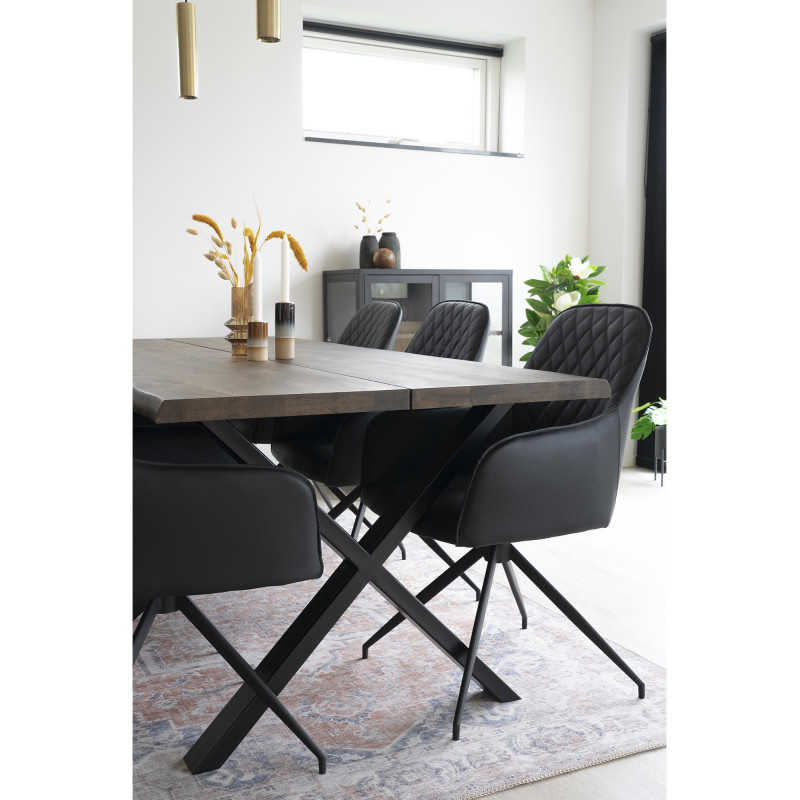 Fauteuil de table pivotant Polyuréthane Noir Matelassé Métal Noir Harbo House Nordic - 8