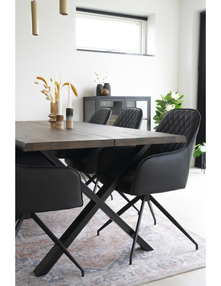 Fauteuil de table pivotant Polyuréthane Noir Matelassé Métal Noir Harbo House Nordic - 8