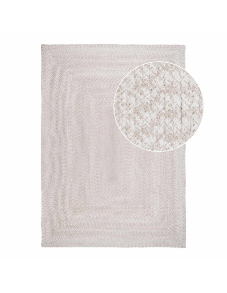 Grand Tapis extérieur moderne Rectangulaire 140x200 Plastique recyclé Sable Menorca 