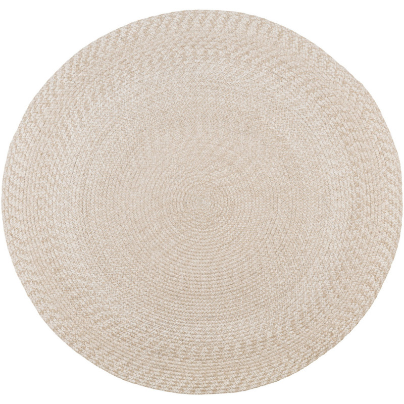 Tapis extérieur moderne Rond 120x120 Plastique recyclé Sable Menorca 
