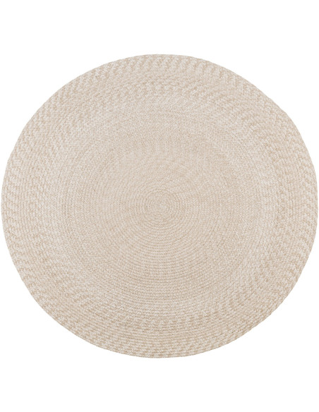 Tapis extérieur moderne Rond 120x120 Plastique recyclé Sable Menorca 