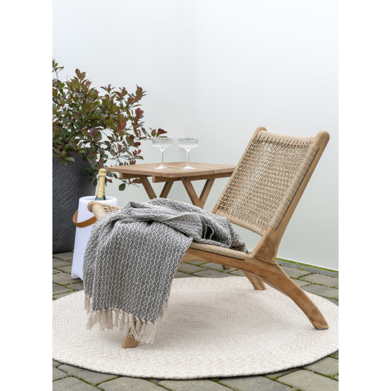 Tapis extérieur moderne Rond 120x120 Plastique recyclé Sable Menorca 